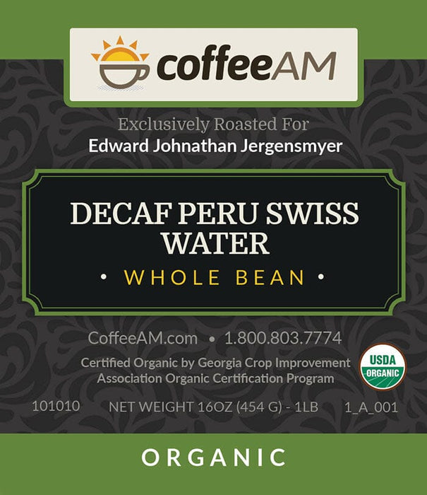 Organic Peru Decaf 'Swiss Water' Coffee