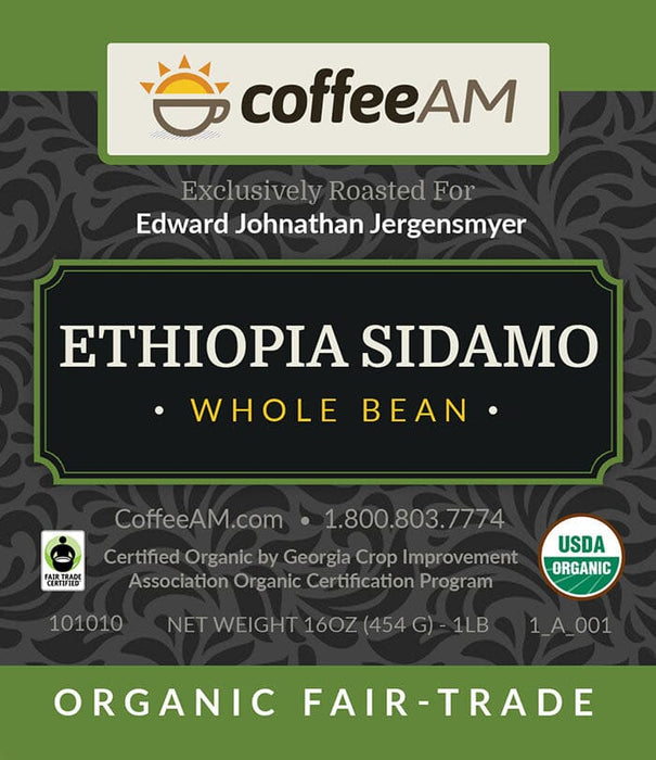 Organic Ethiopia Sidamo Fair Trade Coffee