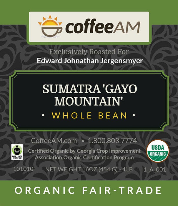 Organic Sumatra 'Gayo Mountain' Fair Trade Coffee