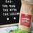 Kraft paper bag with Vermont maple pecan label next to a blackboard with 'Dad: The Man, The Myth, The Legend' text.