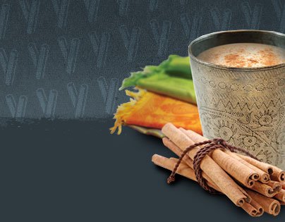 Chai tea cup with a bundle of cinnamon sticks