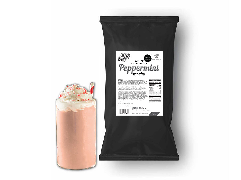 Mocafe White Chocolate Peppermint Frappe Mix, 3 lb Bag